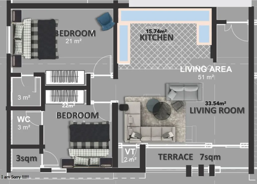 Floor plan: 2 Bedroom Apartment
